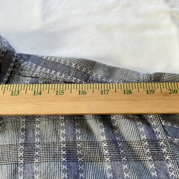 BOGARI STUDIO Men's Size Large Blue plaid Short Sleeve Button Down Shirt - Picture 5 of 8